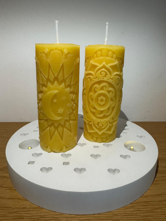 2 Rauhnachtskerzen Mond und Blume