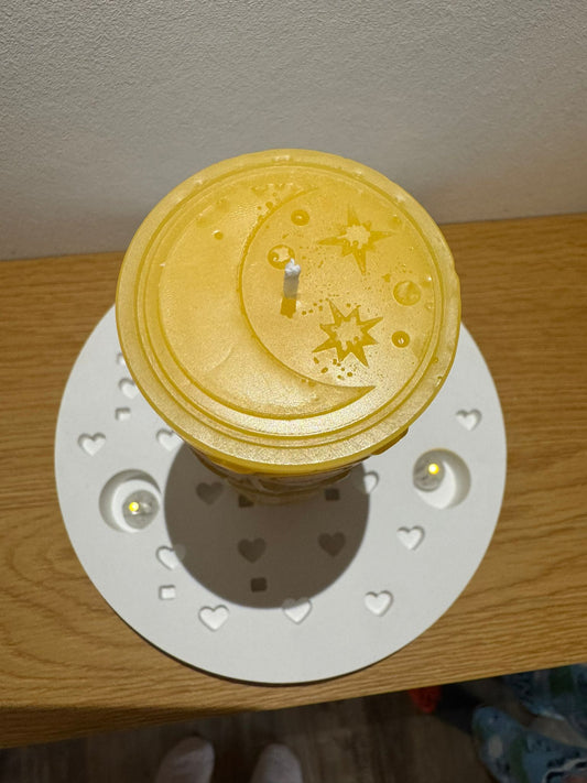 Rauhnachtskerze groß Sonne, Mond und Sterne