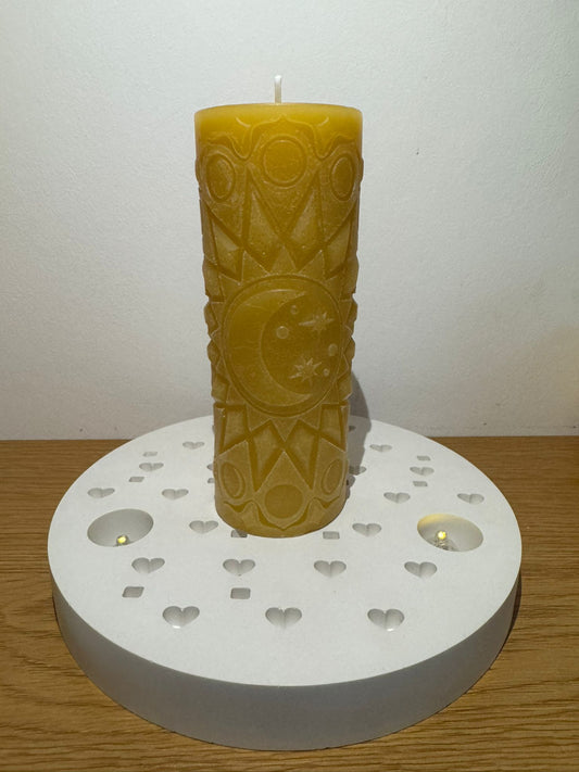 Rauhnachtskerze groß Sonne, Mond und Sterne